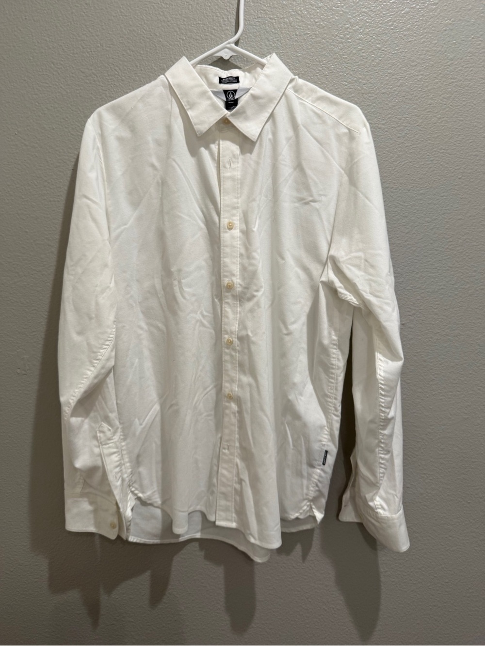 Volcom Men’s White Button-Down Long Sleeve Shirt Size Large Cotton - Picture 5 of 7